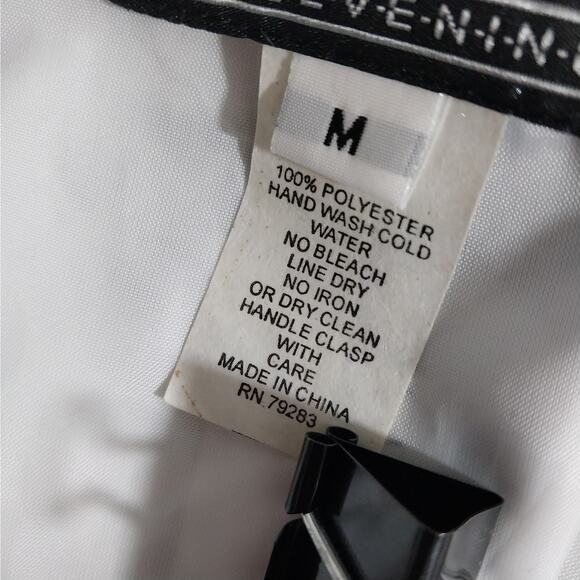 ALEX EVENINGS! WHITE W/BLACK SHEER CHIFFON FLORAL MOTIF BLOUSE, TOP! SZ M - Picture 8 of 9